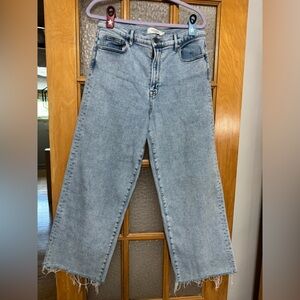 Light Blue Frayed Hem Women Jeans